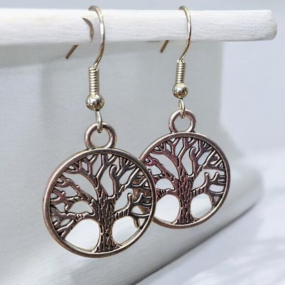 Silver Plated Tree of Life Earrings New - Picture 1 of 7